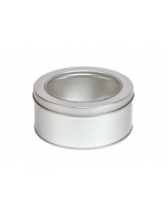 Round Silver Tin Lid and window - 100grs