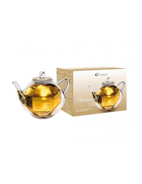 Double Wall Glass Teapot - Diamond Design 800ml