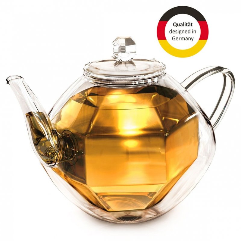 Double Wall Glass Teapot - Diamond Design 800ml