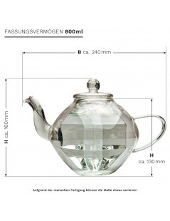 Teekanne Glas-Double - Diamond-Design 800ml