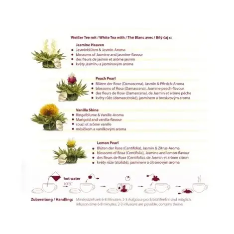 Tealini Box with 8 Blooming Teas | Flowering Teas | Tea Balls | Creano