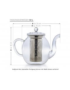 Glass Teapot with Strainer - 1000ml