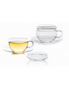 Teaset mit Teekanne, Tassen und 6-Blumen-Tee