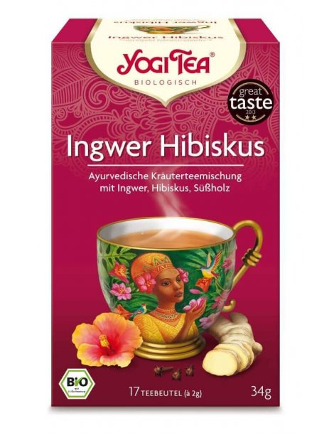 Yogi Tea Ingwer und Hibiskus Tee Bio - 17 Beutel