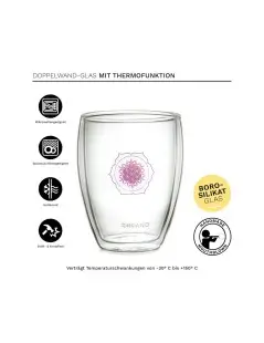 Coupe en Verre à Double Creano 250 ml | Double Paroi | Fleur de la Vie