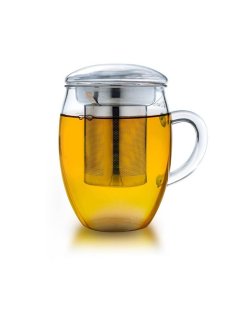 Caneca de Vidro Teaglass "Infusor Inox" - 400ml