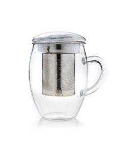 Becher Glas Teaglass "Teesieb aus Edelstahl" 400ml