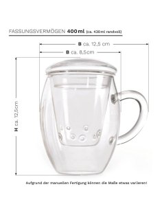 Caneca de Vidro Teaglass "Infusor em Vidro" 400ml