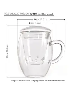 Tazza da Tè in Vetro da 400 ml con tazza infusore | Creano Accessorio