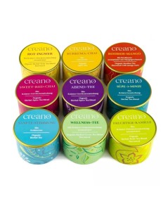 Organic Creano Tea Box with 9 types of gourmet Teas in premium Metal Tins