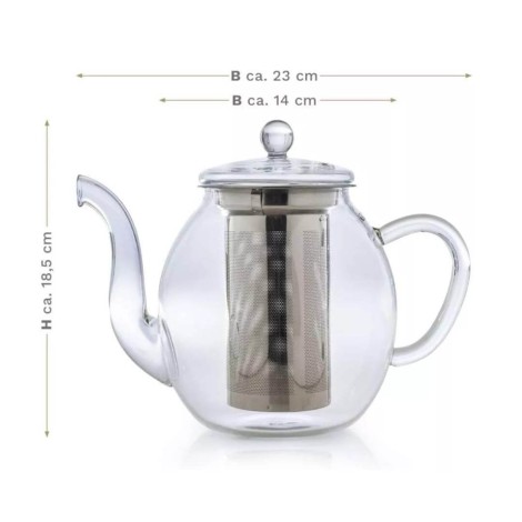 Théière en Verre avec Infuseur 1500ml - Résistant aux Hautes Températures