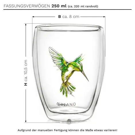 Collezione di Tazze Hummingbird per il Tè | Creano Doppia Parete di Vetro