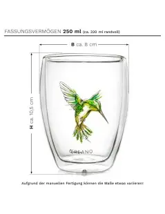 Collezione di Tazze Hummingbird per il Tè | Creano Doppia Parete di Vetro