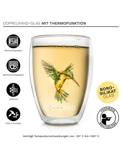 Collezione di Tazze Hummingbird per il Tè | Creano Doppia Parete di Vetro