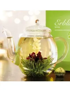 Caja de Madera Tealini con 12 Flores de Té Verde
