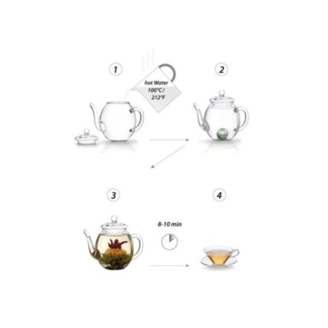 Caja de Madera Creano con 12 Flores de Té Verde Afrutado