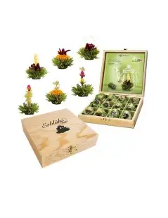 Scatola di Legno Creano con 12 Fiori di Tè Verde Fruttato - Aromi di Frutta
