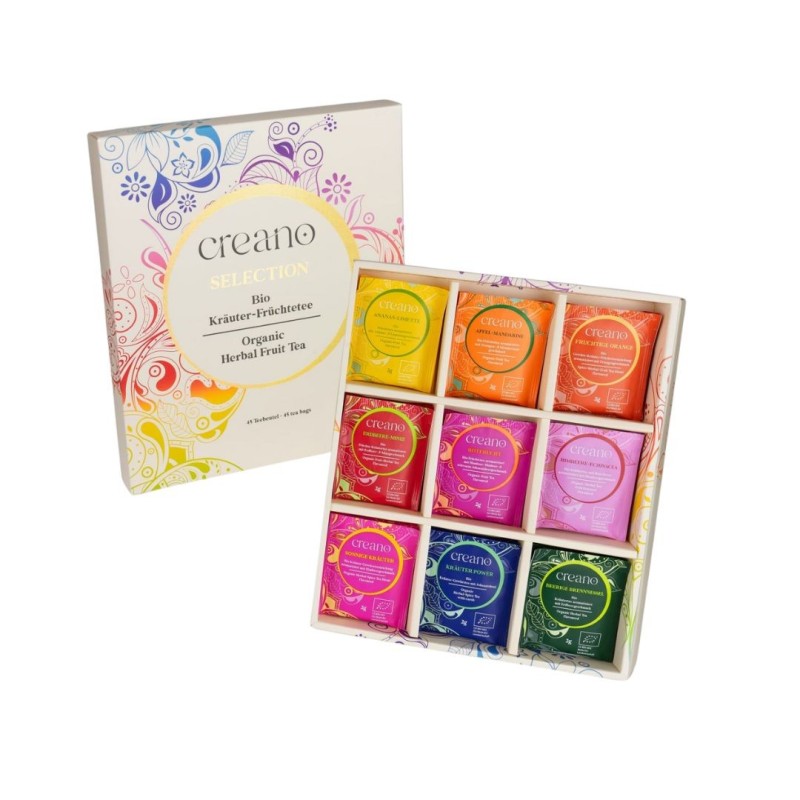 Creano Premium Bio Kräuter und Früchte Teebox – 45er Mix-Geschenkbox