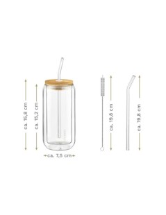 Tazza Termica con Cannuccia Riutilizzabile e Coperchio in Bambù – 360 ml