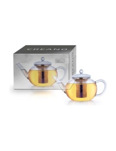 Creano Glas Teekanne “Flach” - 1,6L - Ideal für Tees Lose