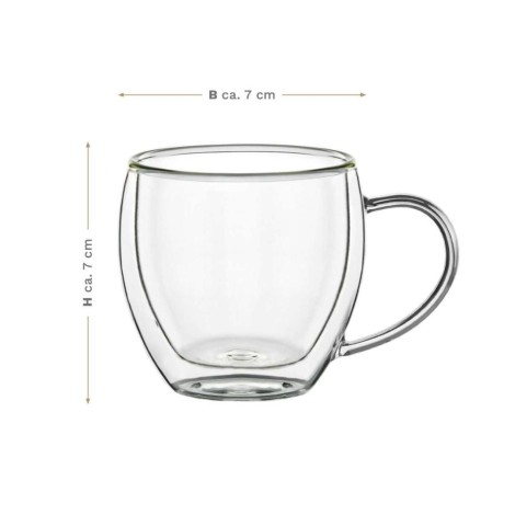 Box mit 2 Tassen Creano 100 ml – Doppeltwandiges, Hitzebeständiges Glas