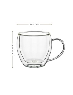 Caixa com 2 Chávenas Creano 100 ml - Vidro Duplo Resistente ao Calor