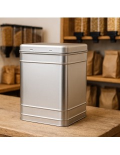 Lata Plateada para Expositor 2 kg de capacidad para almacenamiento de Té