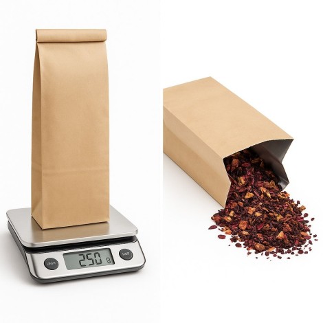 Sacchetto Kraft Naturale con Clip 250g | Ideale per confezionamento di Tè
