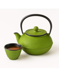 Iron Cast Teapot Green Tenshi with 800ml | Buy Japanese Artisan Teapot