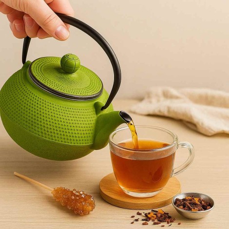 Iron Cast Teapot Green Tenshi with 800ml | Buy Japanese Artisan Teapot