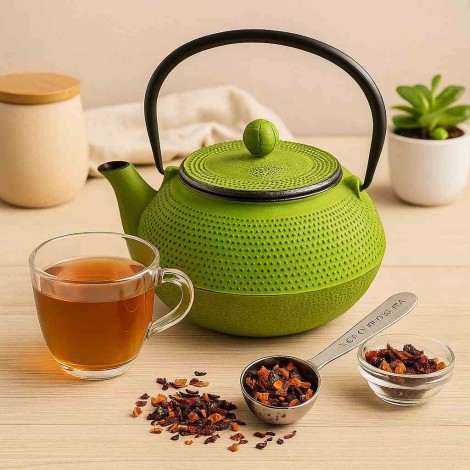 Iron Cast Teapot Green Tenshi with 800ml | Buy Japanese Artisan Teapot