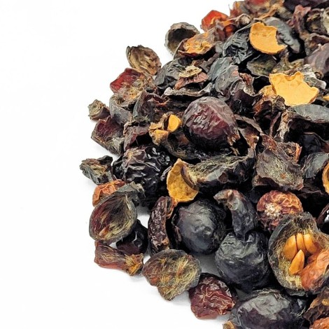 L'Églantier Cynorhodon fruit cassé (Rosa canina)