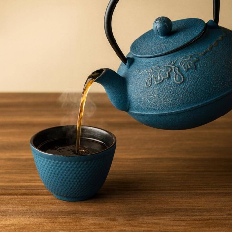 Iron Cast Teapot Blue Lantian - 1000ml