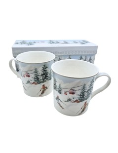 Set aus 2 Porzellantassen Winter – 300 ml - Erster Weihnachtstag