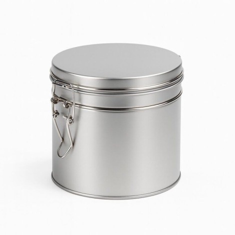 Runde Dose mit Bügelverschluss silberfarben 50grs für Tee oder Kaffee