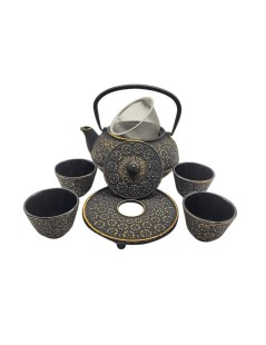 Yangste Gusseisen-Teeset mit Kanne + 4 Tassen – Japanische Tradition