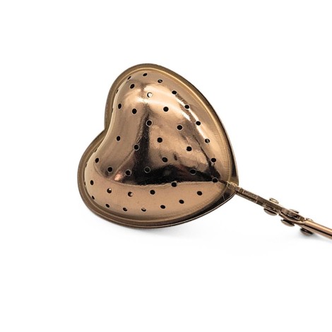 Infusor de Acero Inoxidable Rose Gold - Pinza Corazón - Filtro pata Té