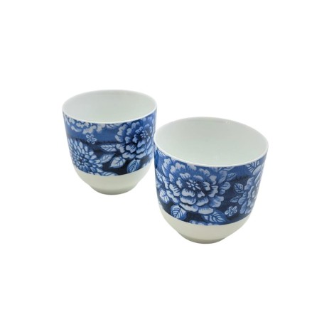 Sometsuke Porcelain Teapot Set + 2 Cups with floral pattern