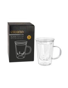 Tazza di Vetro Premium Teaglass Infusore in Vetro Creano - 400ml