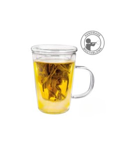 Tazza di Vetro Premium Teaglass Infusore in Vetro Creano - 400ml