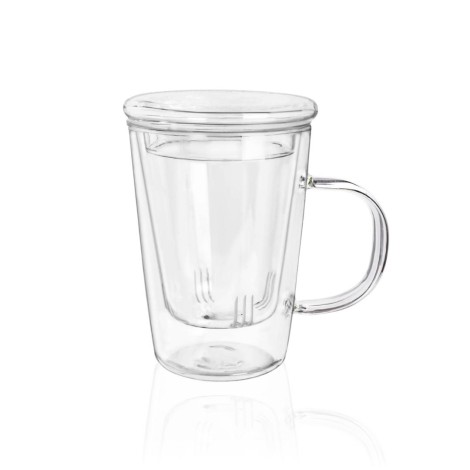 Tazza di Vetro Premium Teaglass Infusore in Vetro Creano - 400ml