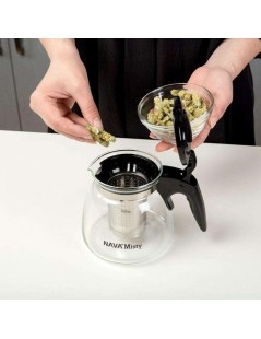 Teekanne aus Glas mit Edelstahl-Infuser – 1100 ml Fassungsvermögen