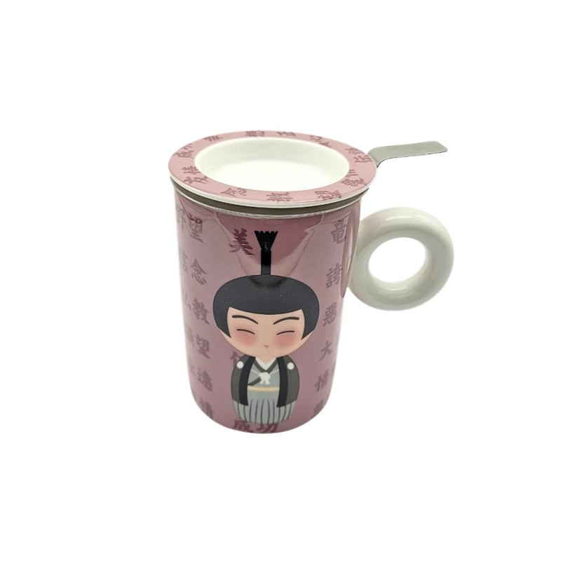Taza de Porcelana Hito Purple 300ml – Infusor de Acero Inoxidable y Tapa