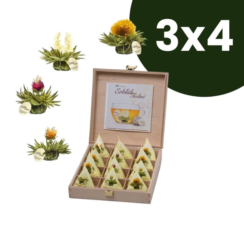 Caixa de Madeira Tealini - 12 Flores de Chá