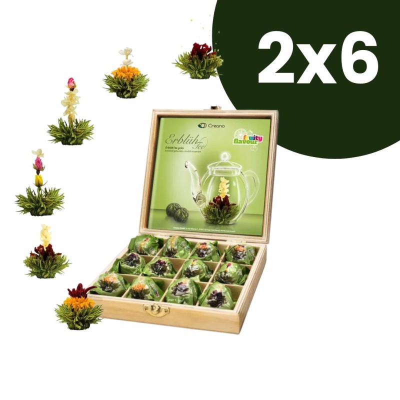 Caixa de Madeira Creano - 12 Flores de Chá Verde Frutado