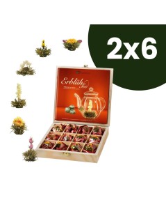 Caja de Madera Creano con 12 Flores de Té
