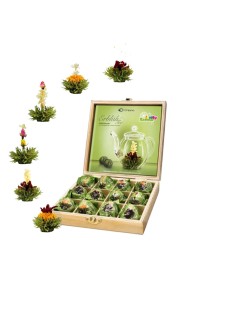 Scatola di Legno Creano con 12 Fiori di Tè Verde Fruttato - Aromi di Frutta